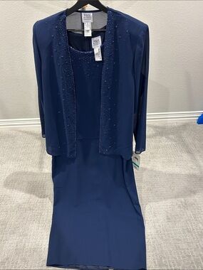 R&M Richards Navy Beaded Jacket Dress